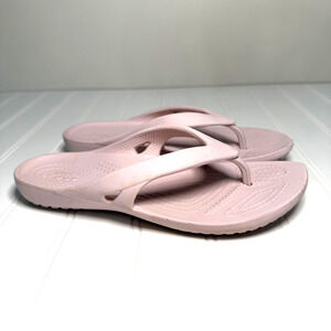 Crocs Women’s W4 Kadee II Pink Thong Flip Flop Sandals Casual Comfort